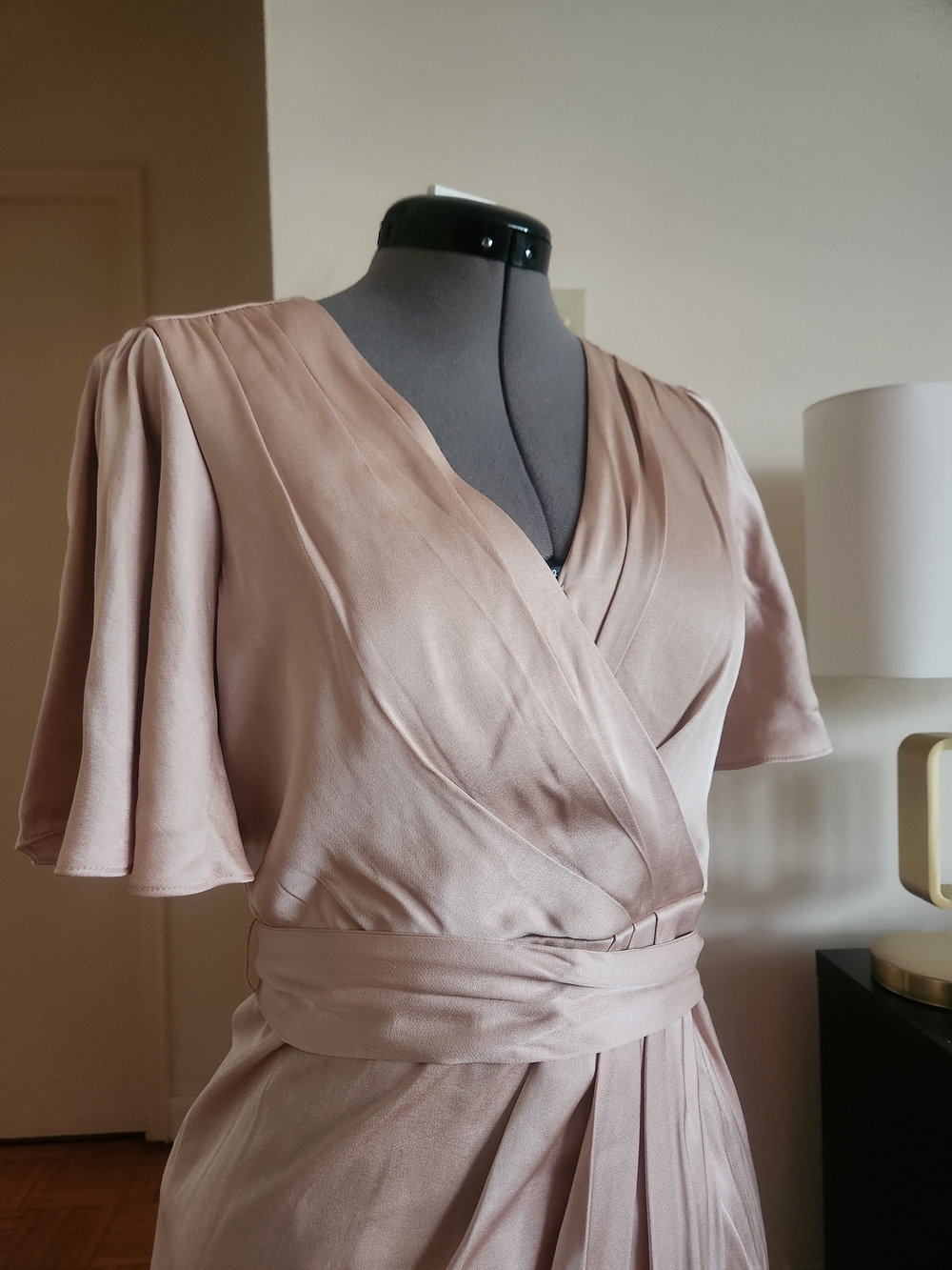 Ever New Gold/Tan Wrap-Style Wedding Dress